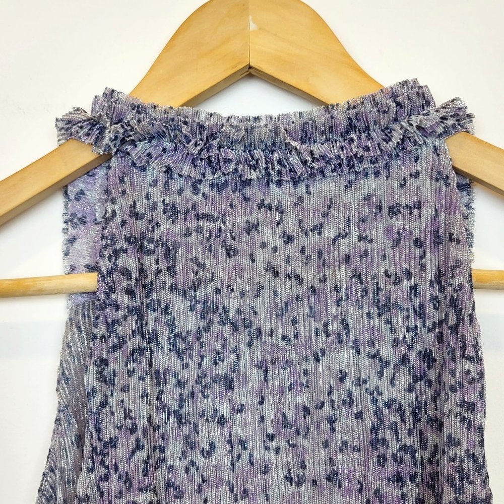 Anthropologie Shimmery Purple Metallic Frilled Neck Tank Top, Size Small, EUC - Picture 4 of 9